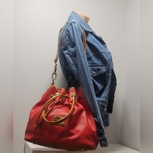 Red Valentina Italia Pebbled Leathet Bag